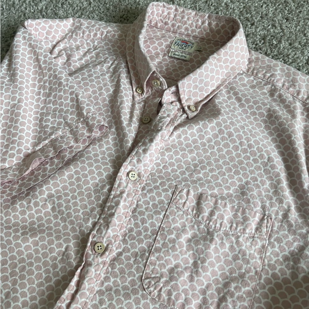 Faherty Scale Print Button Down Short Sleeve Shirt